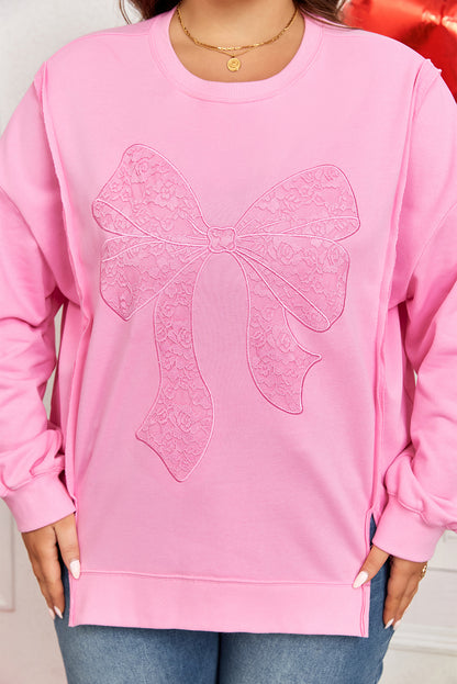 Lana | Plus Size Lace Bow Sweatshirt